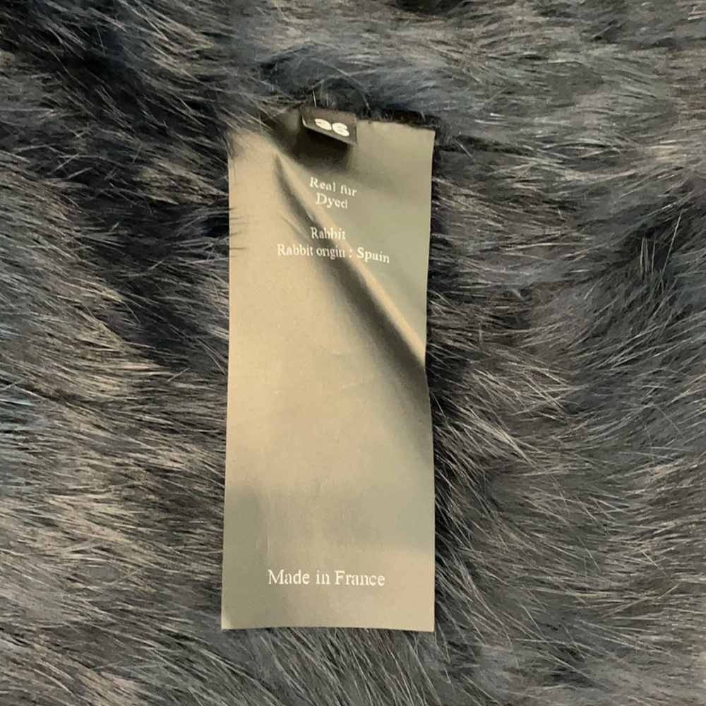 Yves Solomon navy rabbit fur vest size 6 - Picture 4 of 6